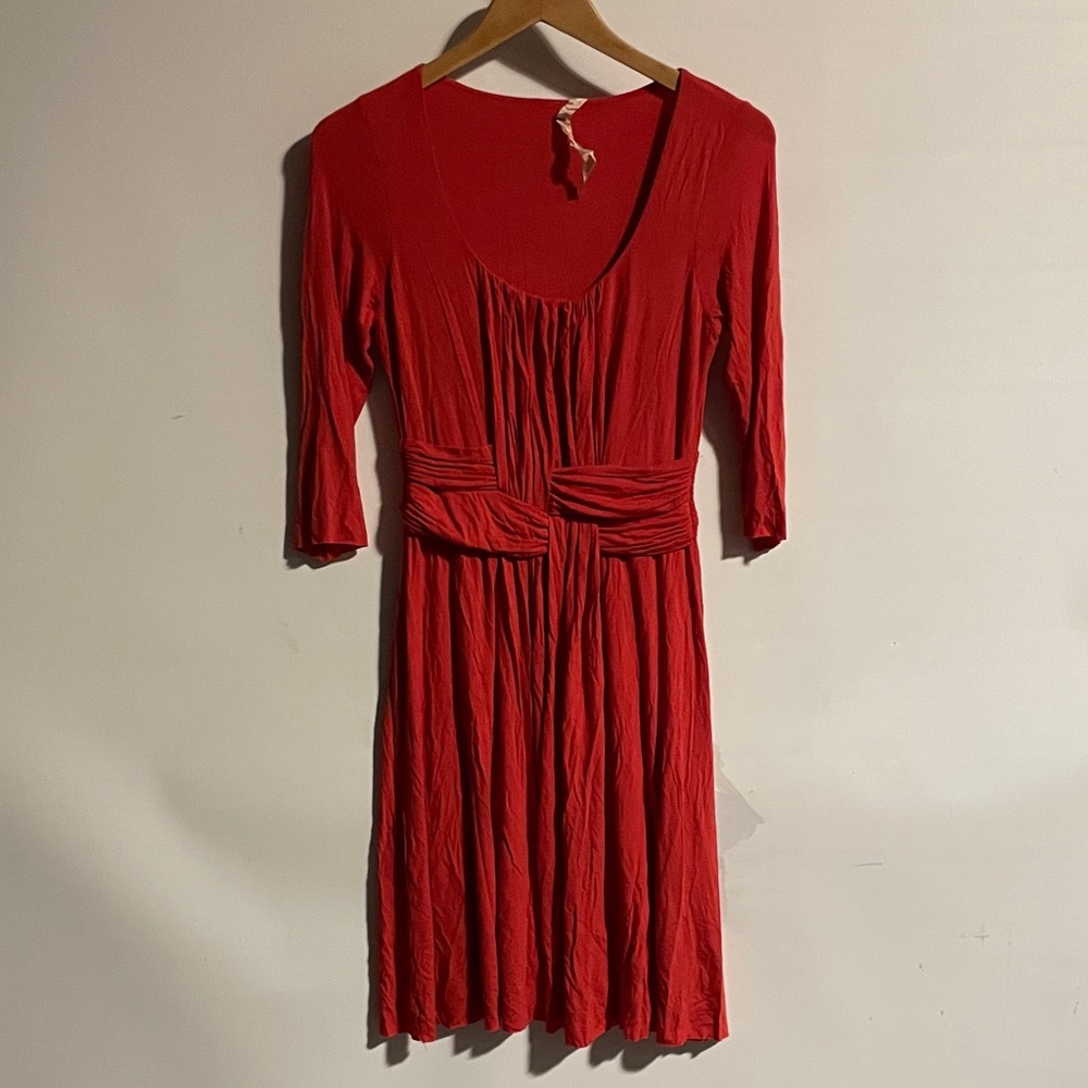 Bailey 44 Red Long-Sleeve Gathered Waist Dress